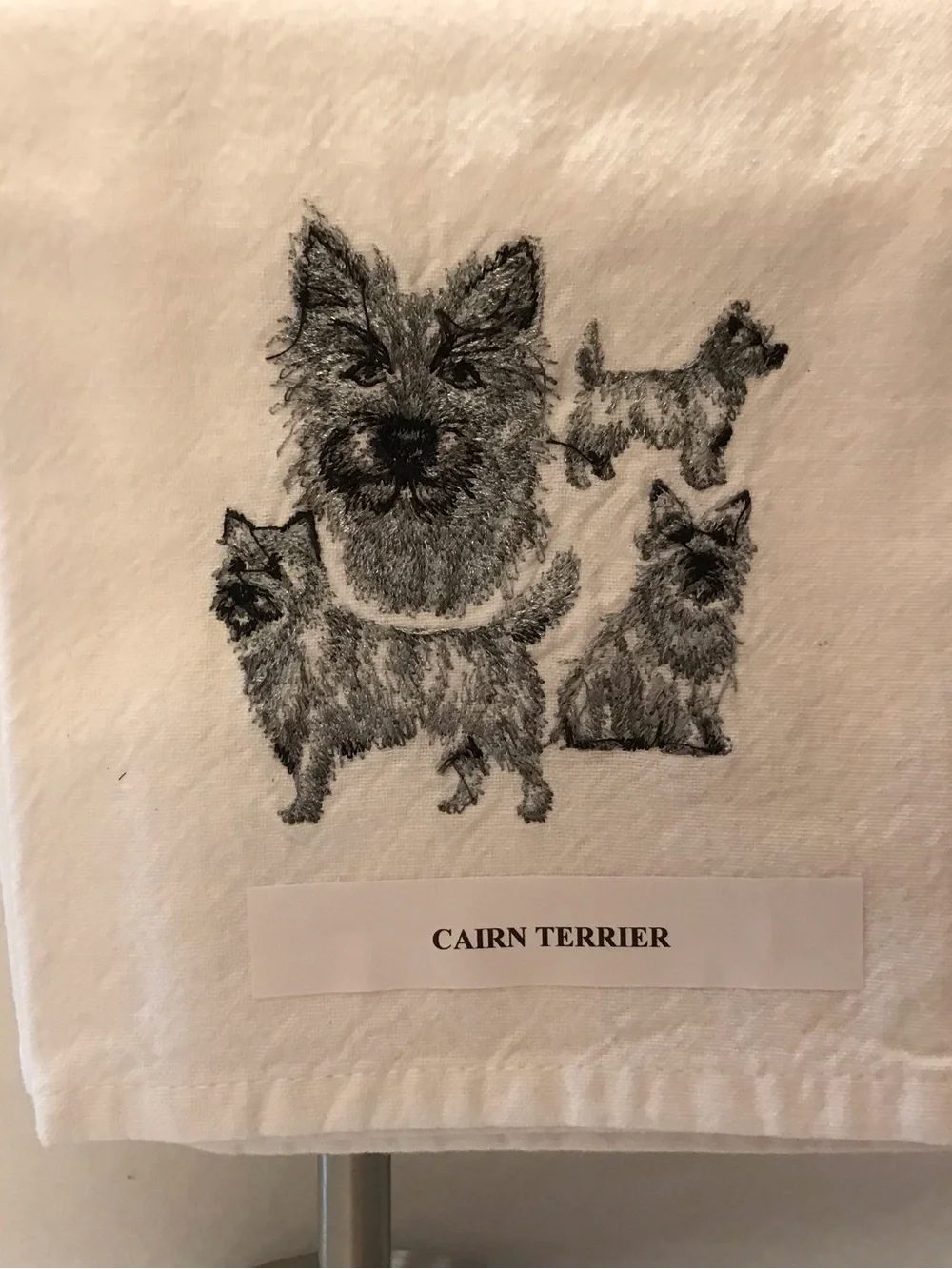 Cairn Terrier Machine Embroidered Dish Towel